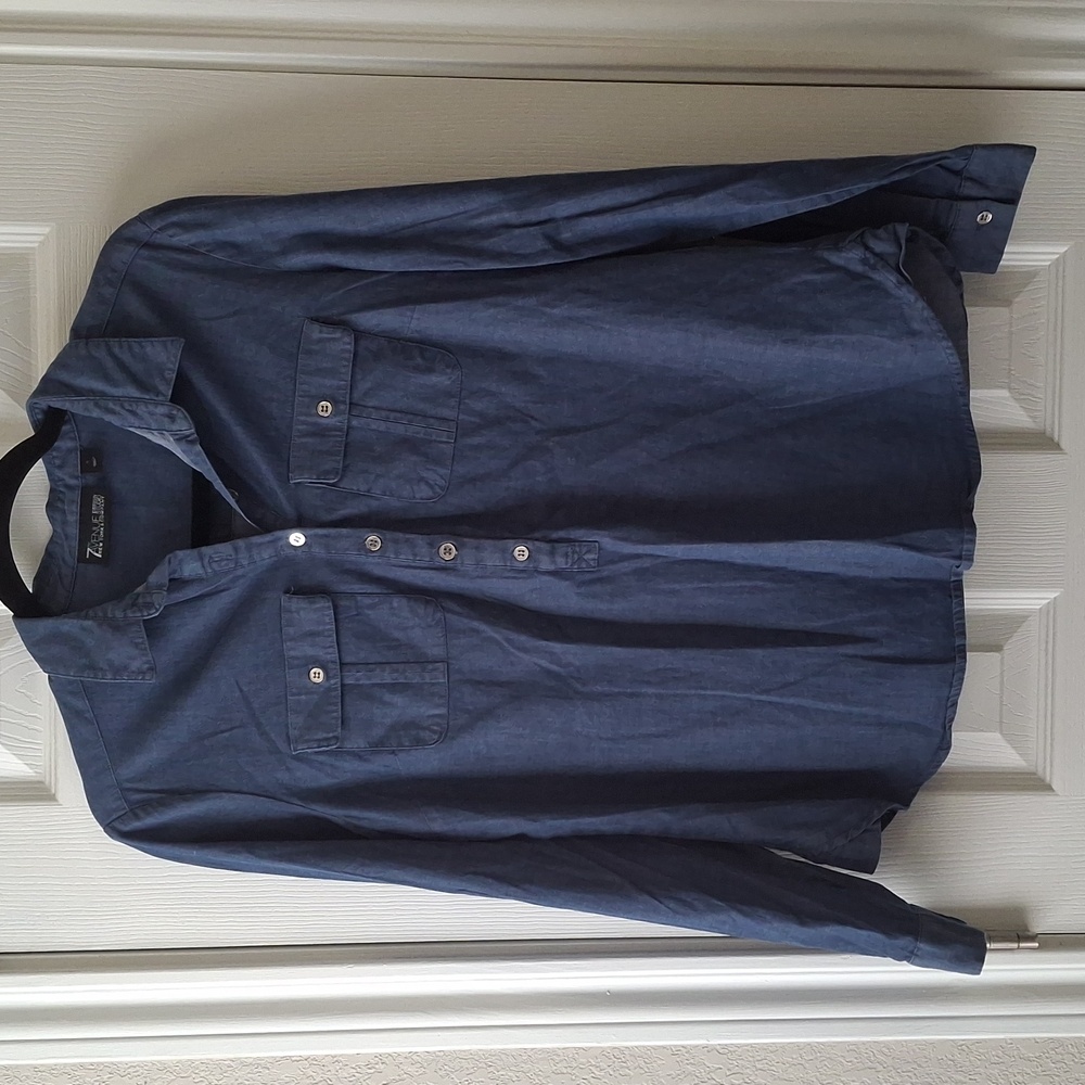 NY&Co Denim Blue Long Sleeve Shirt